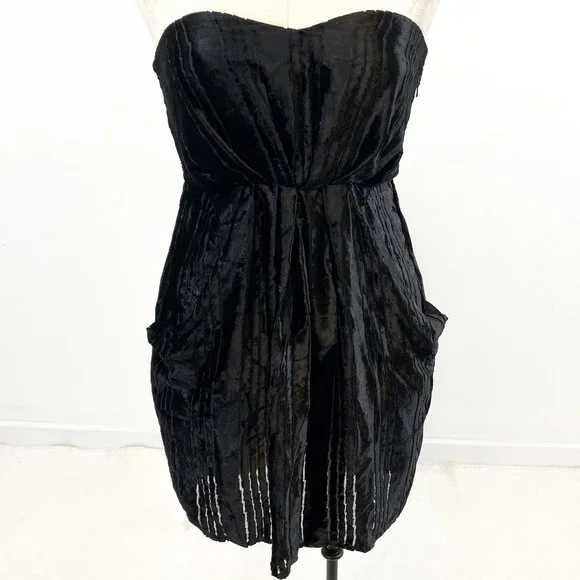 Anthropologie | Dresses | Anthropologie 4 Silk Velvet Mini Dress Black Lbd  Glam Animal Halloween Costume | Poshmark